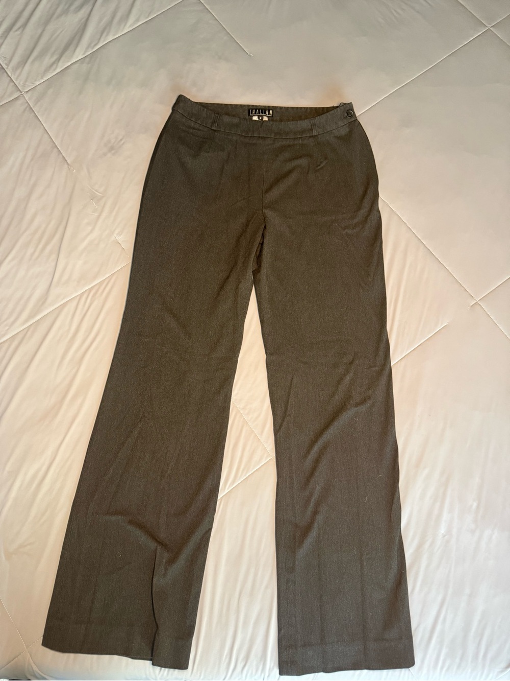 Thalian Women’s Dark Grey Dress Pants Straight Leg Trousers